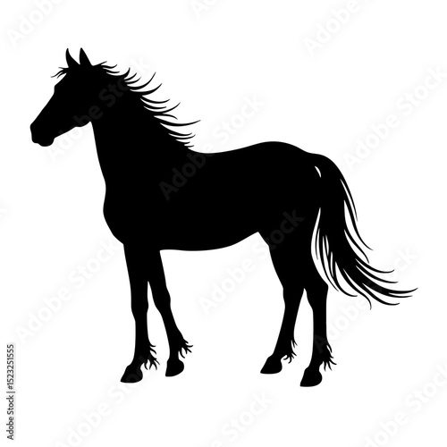 Elegance captured in black: a prancing horse silhouette against nothing. A emblem of power and grace for your creative projects.