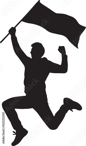 vector silhouette of a man with a flag