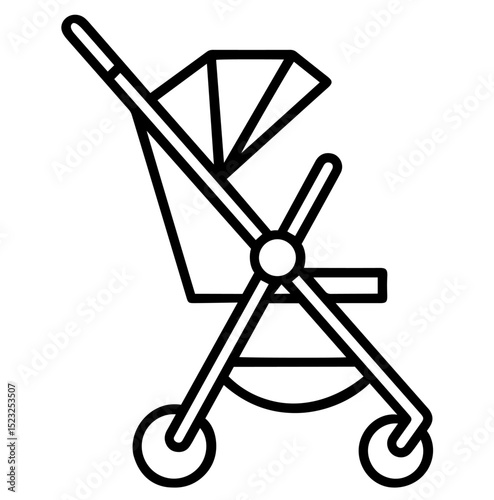 Baby Stroller Side View – Infant Transportation, Parenthood, Childcare Equipment, Family Life, Newborn Essentials, Modern Pram Symbol for Parenting and Baby Product Concepts

