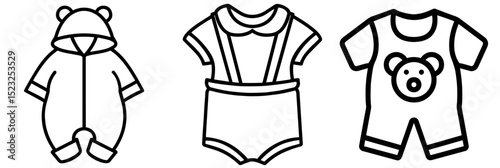 Set of Baby Clothes – Hooded Jumpsuit, Bodysuit, and Summer Romper with Bear Print Representing Infant Fashion, Newborn Outfits, Comfortable Clothing for Toddlers and Daily Babywear