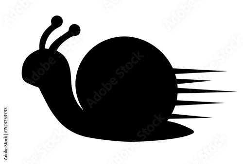 Fast Moving Snail Silhouette with Speed Lines – Funny Contrast Symbol of Acceleration, Humor About Slowness, Metaphor for Progress, Motivation and Unexpected Agility


