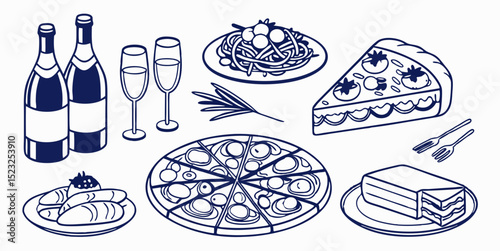 Elegant food and drink illustration for party