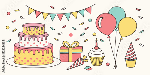 Colorful birthday party celebration illustration