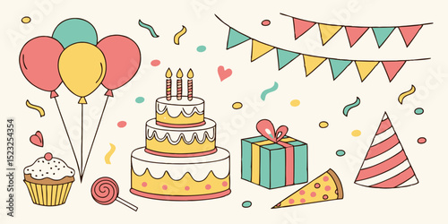Happy birthday party celebration illustration