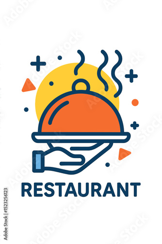 A linear style icon for restaurant food, serving as a sign for dinner and a symbol for hotel service, featuring a quality design element and editable vector stroke