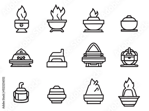 Casting Furnace Minimalist 2D Line Art