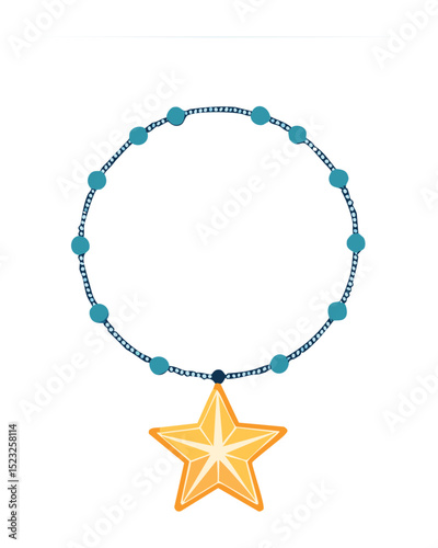 Blue Beaded Star Pendant Necklace Subtle
