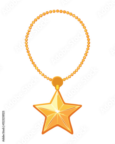 Golden Beaded Necklace Star Pendant