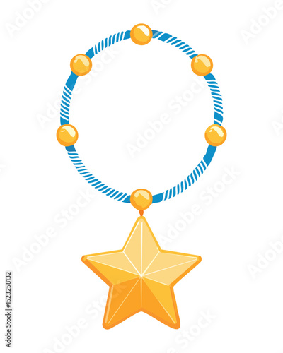 Blue Rope Necklace Golden Starfish Charm