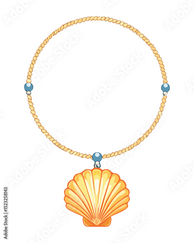  Ocean Inspired Shell Pendant with Beads