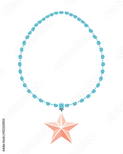 Closely Beaded Blue Star Charm Necklace