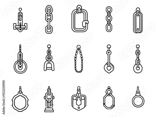 Chain Hoist Ultra Minimalist 2D Line Art