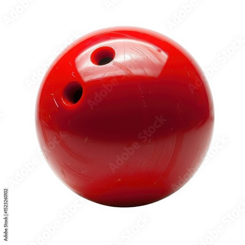 Red bowling ball close up studio shot on white background