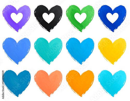 Colorful painted hearts