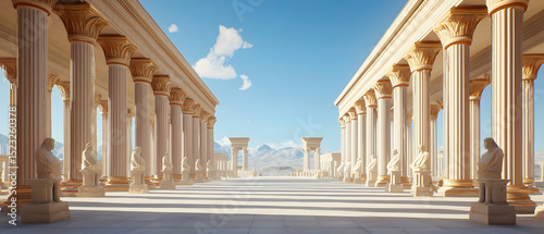 Ancient Columns Perspective Architecture