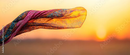 Colorful Fabric Draped Against Sunset