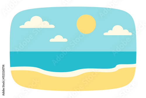 Social media background featuring a beach with sky, sand, and sun