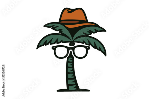 palm tree hipster vintage logo vector icon illustration’ is rephrased as a vintage illustration of a palm tree in a hipster style logo with vector icon