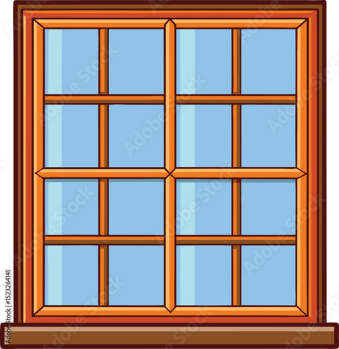 3d wooden window on a white background