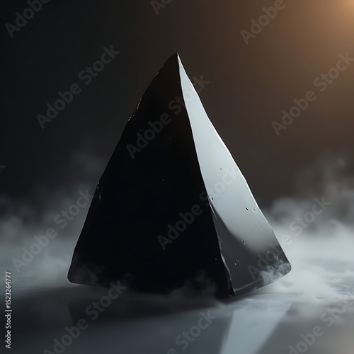 Black pyramid abstract art dark background mysterious geometric shape modern design smoke effect wallpaper art