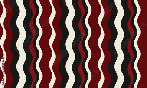 Stylish abstract wavy stripes in red, black, and cream.  A dynamic, versatile pattern perfect for backgrounds, textiles, and website designs.