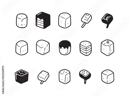 Chocolate Dipped Marshmallows Line Art