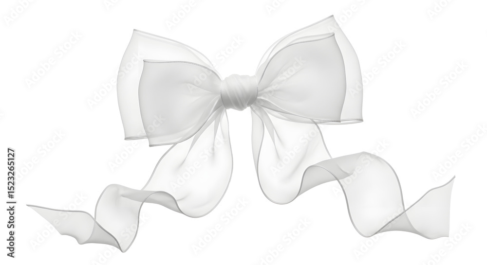Naklejka premium Elegant White Bow Ribbon on White Background