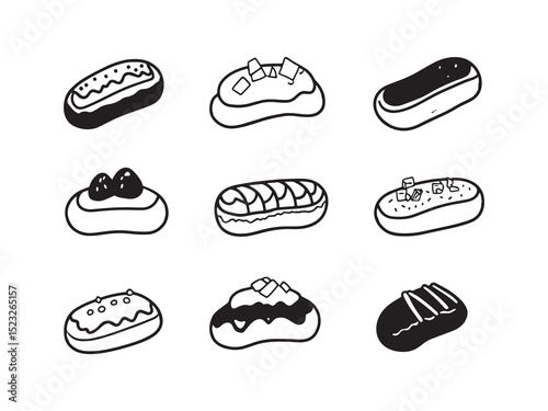 Simple Chocolate Eclair Outline Art