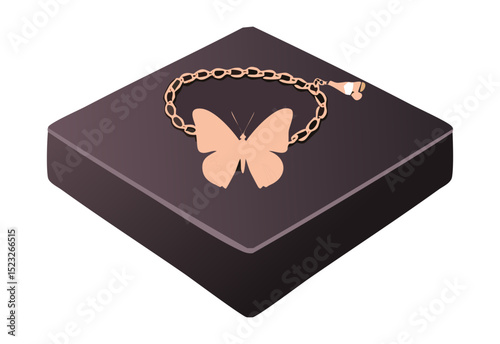 Pink Butterfly Bracelet on Brown Box