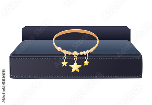 Elegant Golden Bracelet with Hanging Stars