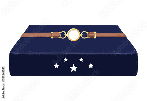 Elegant Blue Box with Gold Belt Jewelry