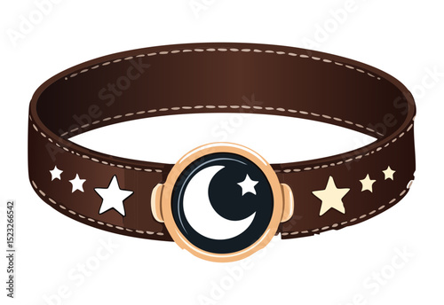 Dark Brown Choker with Moon Star