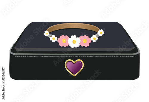 Brown Choker Pink Flowers Heart