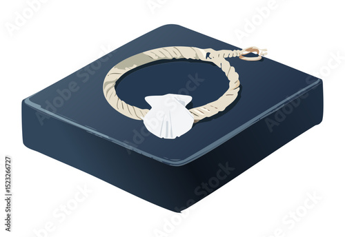 White Bracelet Shell Charm Blue Box