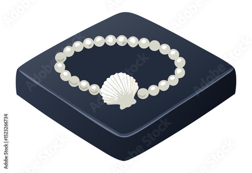 Pearl Bracelet Shell Charm Black Box