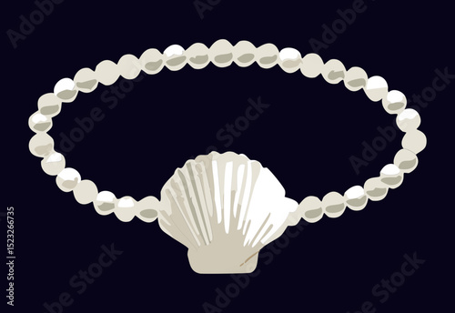 Pearl Bracelet Large Shell Charm
