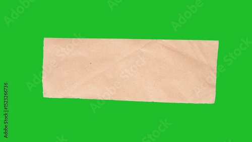 Crumpled Craft-Paper Lower Third. Wide titles Placeholder. Stop-motion kraft paper banner crumples into place then smooths, revealing wrinkled texture and clean alpha for titles.