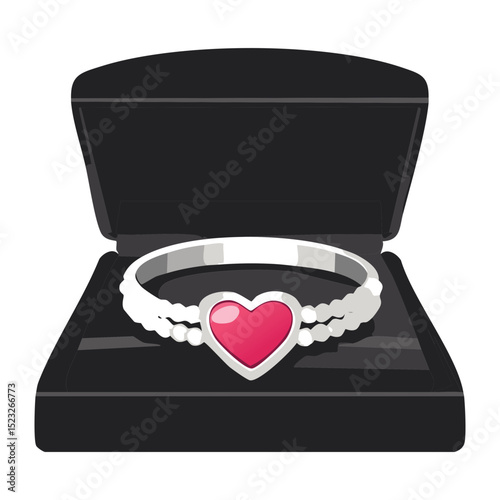 Silver Bracelet Pink Heart Box