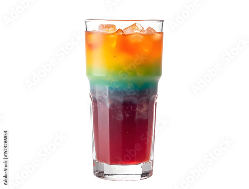 Wallpaper Mural Layered rainbow drink with clear glass showing gradients white background. Torontodigital.ca