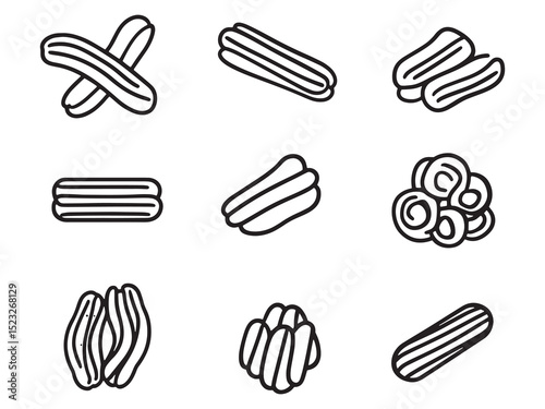 Churros Outline Style Vector Art