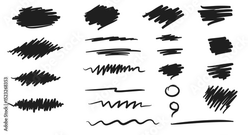 Hand-drawn marker scribbles and underlines