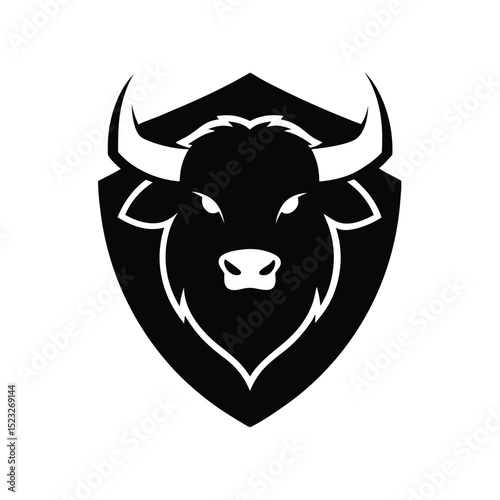 Buffalo head silhouette for nature inspired strong identity designs vector illustration.