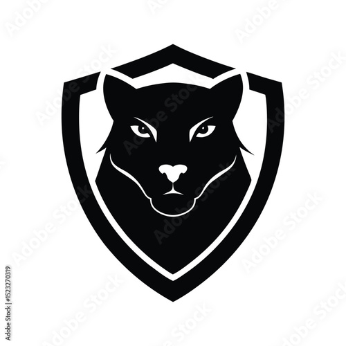 Cougar head mascot logo with fierce and stealthy animal expression vector illustration.