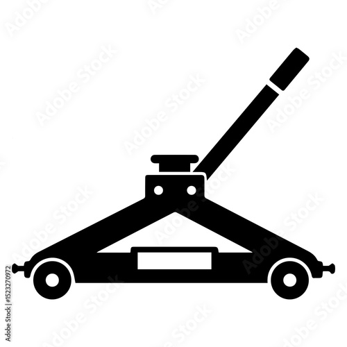 Car Jack Silhouette – Minimal Black Line Art of Vehicle Lifting Tool on White Background

