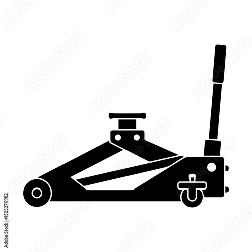 Car Jack Silhouette – Minimal Black Line Art of Vehicle Lifting Tool on White Background

