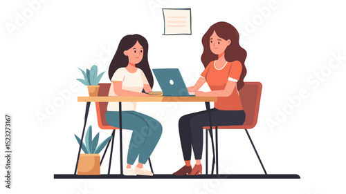 Satisfied mother and daughter bonding while doing homework together