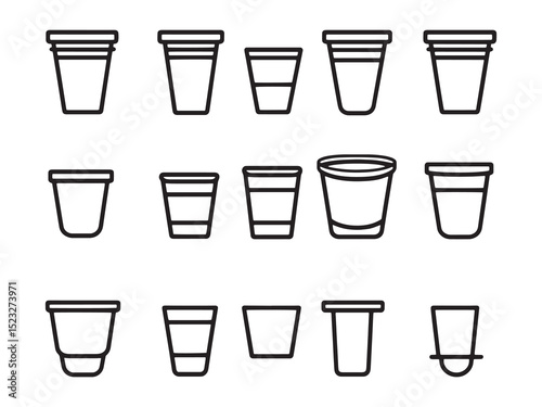 Collapsible Cups Ultra Minimalist 2D Line Art