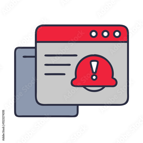 Order complaint icon with alert notification in flat design for returns management