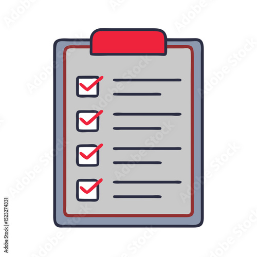 Manual check item icon with checklist in flat design for returns management

