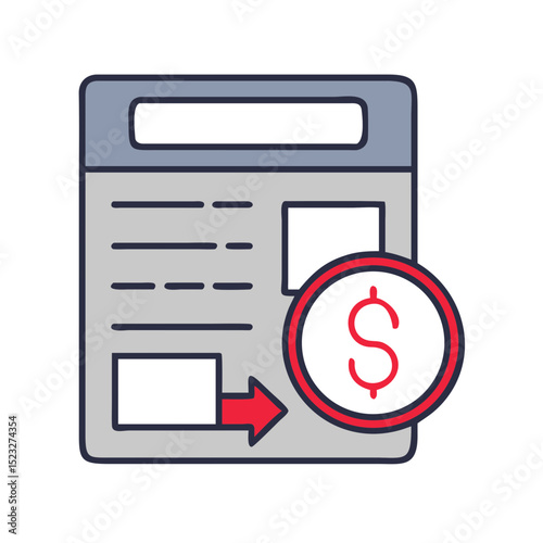 Refund form icon with dollar sign and return arrow in flat design for returns management - 2
